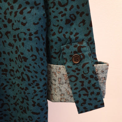 Womens Teal Print Shirt Uk 8 ****Ref V325