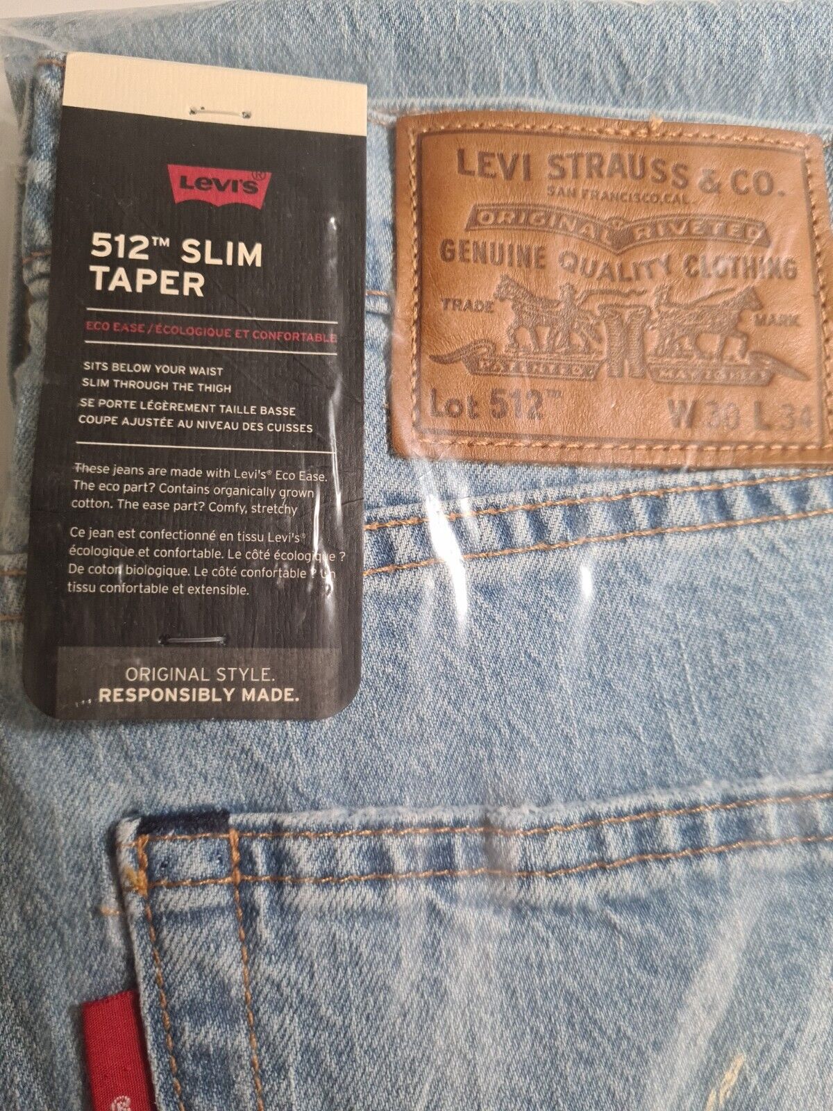 Levi's 512 Slim Taper Light Blue Jean's. W30 L34 **** Ref V166