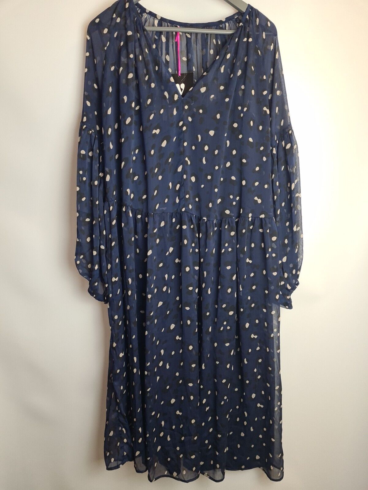 Womens Navy Blue Animal Spot Skater Mesh Dress. Size 12 **** V547