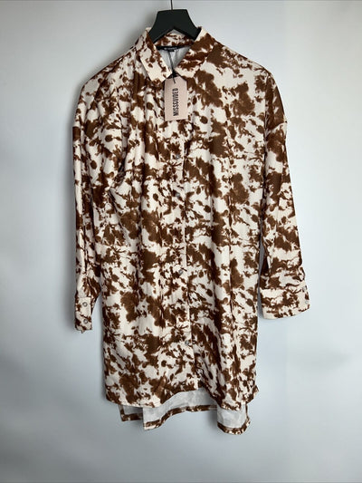 Missguided Oversized Dip Back Shirt Dress Tie Dye - Brown. UK 6 **** Ref V79