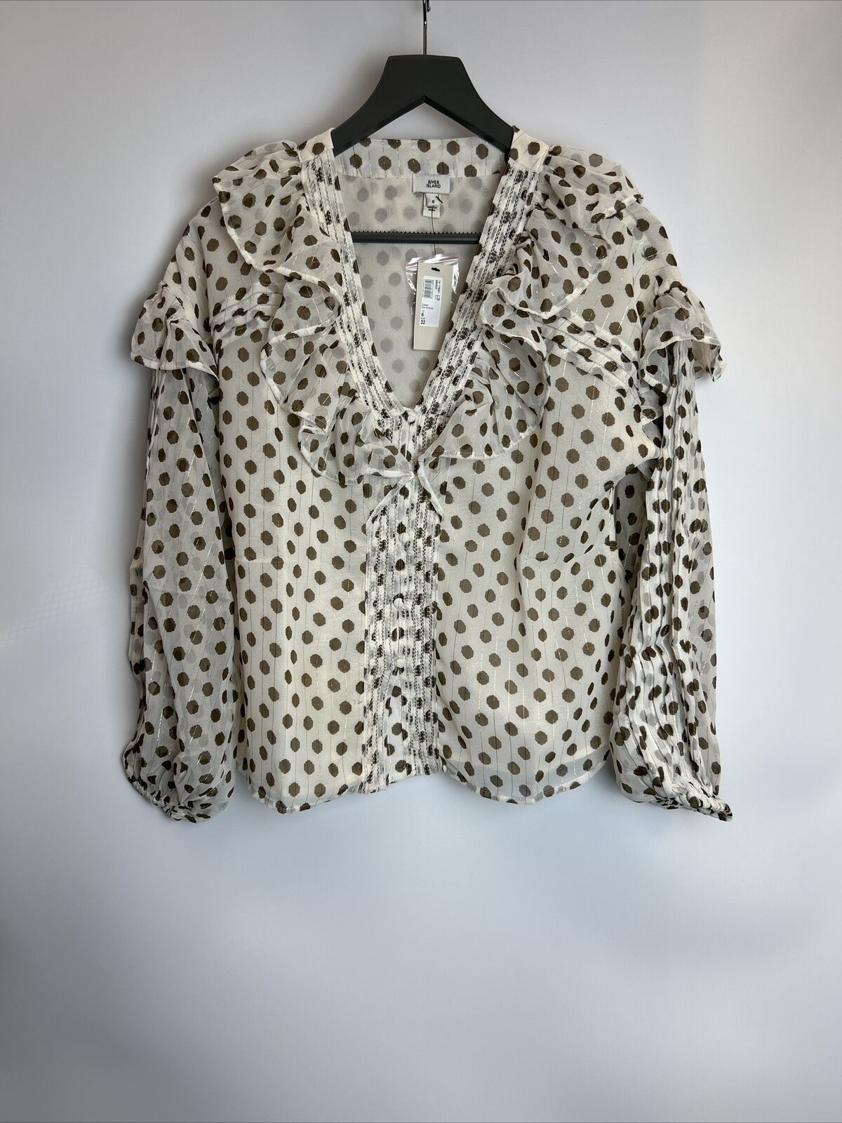 River Island Womens Cream Polka Dot Blouse. UK 8 **** Ref V310