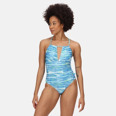 Regatta Halliday Halter Neck Blue Swimming Costume Size 16