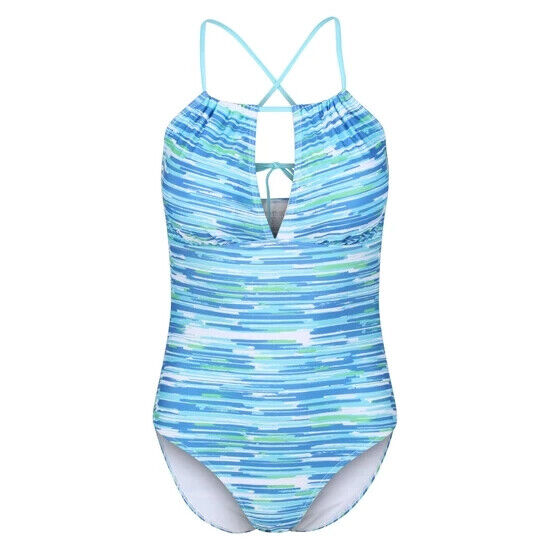 Regatta Halliday Halter Neck Blue Swimming Costume Size 16