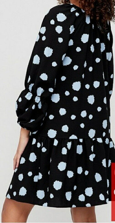 Tiered Sleeve Swing Dress Blue Spot UK 12 ****Ref V544