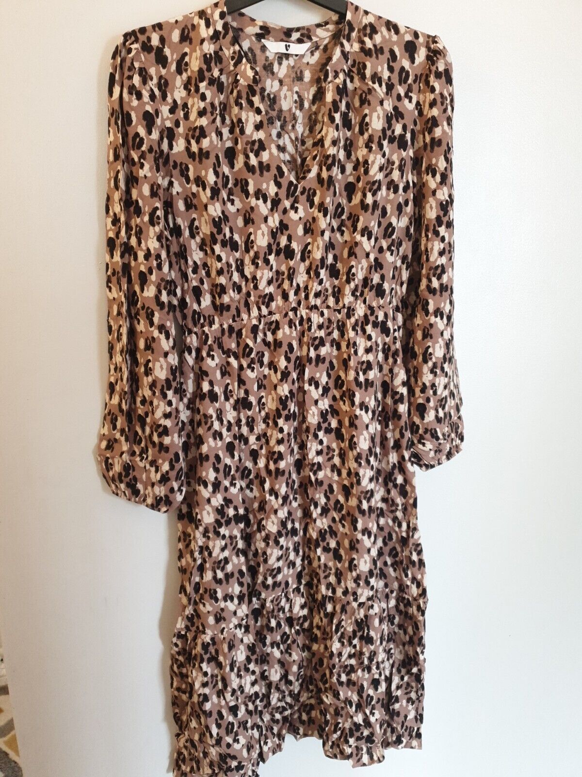 Animal Print Midi Dress Long Sleeve Uk12****Ref V535