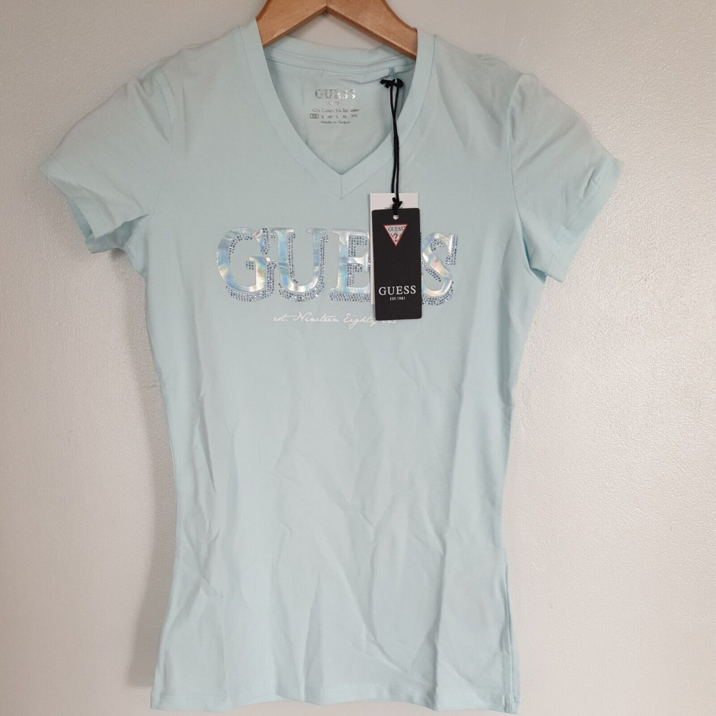 Guess Sequin Blue Tshirt Uk XS****Ref V280