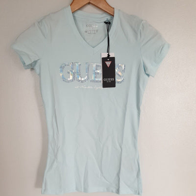 Guess Sequin Blue Tshirt Uk XS****Ref V280