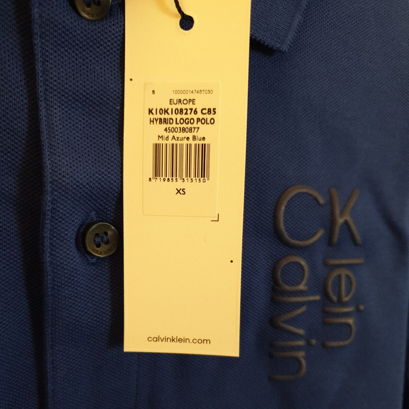 Calvin Klein Hybrid Logo Polo T-shirt Blue Size XS****Ref V273