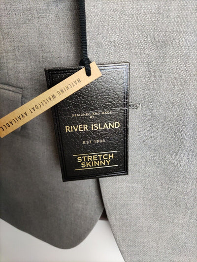 River Island Suit Jacket. Stretch Skinny. Grey. 38 L. ****VH7