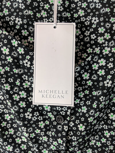 Michelle Keegan Sweetheart Printed Blouse Black Floral Size 10 **** V26