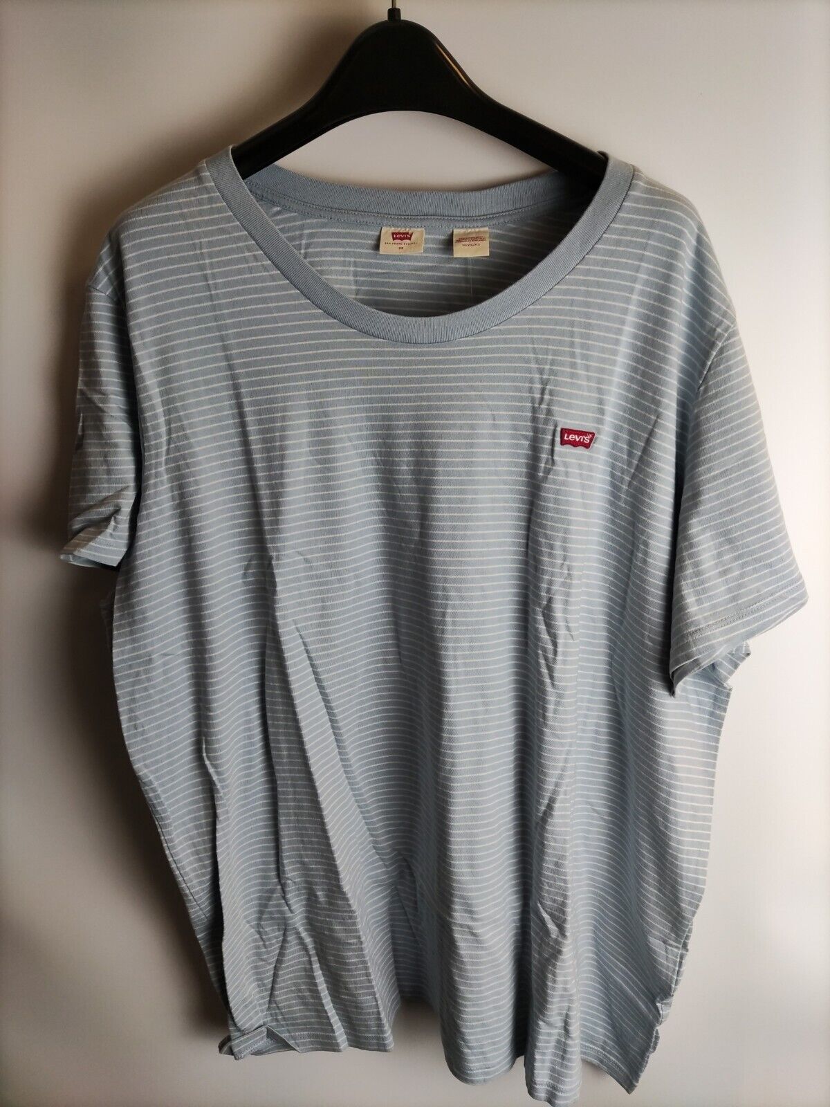 LEVIS Chesthit Embroidered Logo T-Shirt Blue Striped. Uk 3XL ****v63