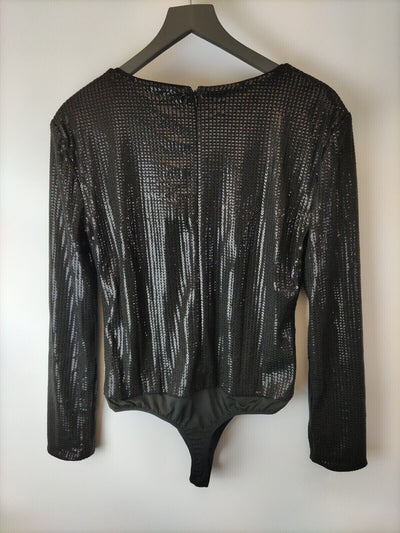 Guess Black Sequin Long Sleeve Bodysuit Size XS **** V386