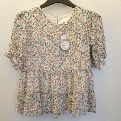 Apricot Floral Print Blouse Cream Size 10****Ref V236