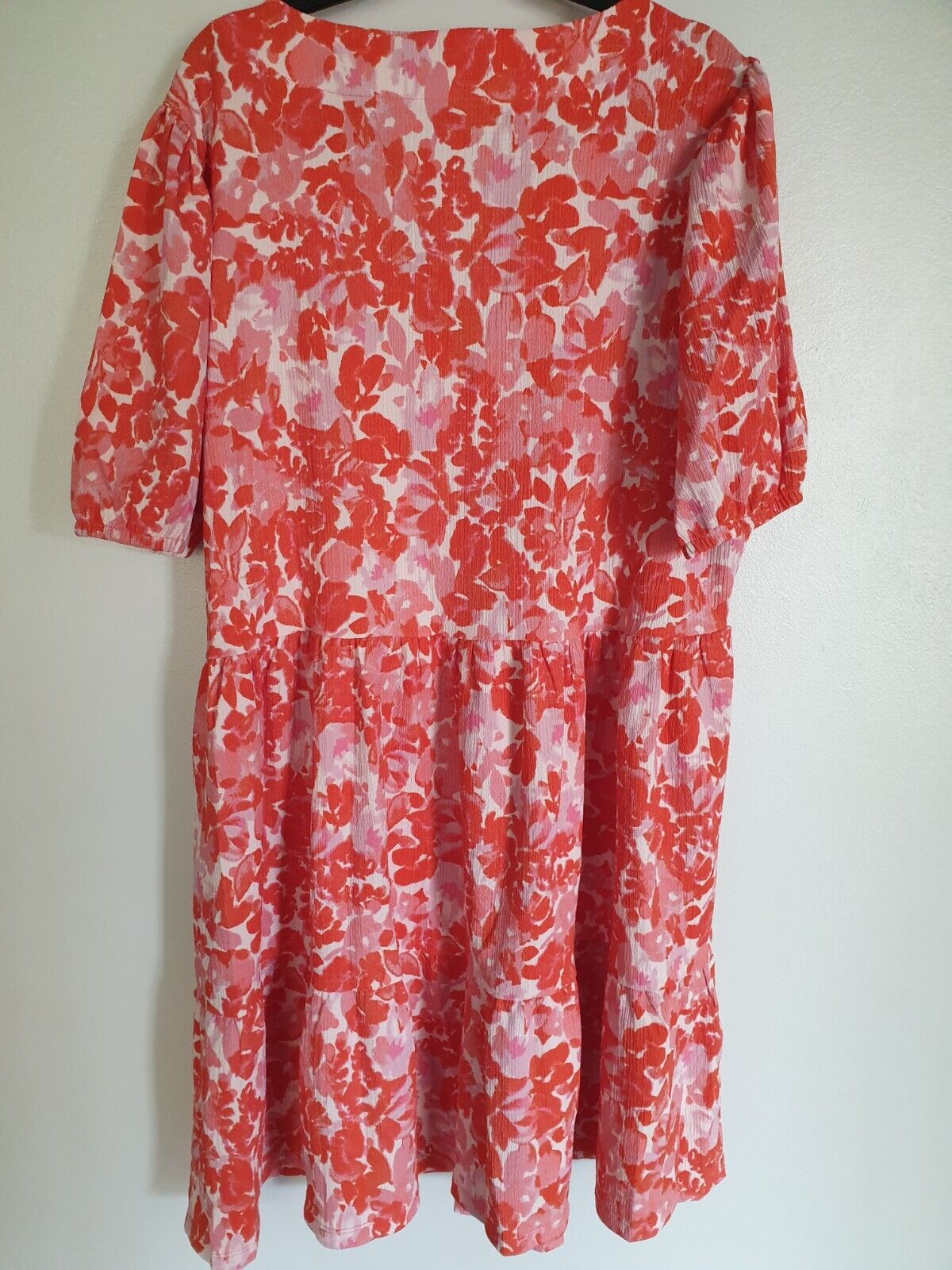 Womens Red Print Dress Uk14****Ref V411