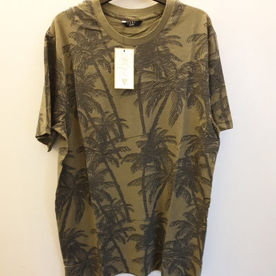 Mens Palm Tree Print Tshirt Khaki Size XL ****Ref SW21