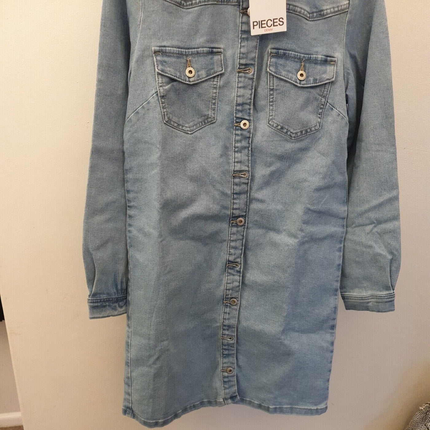 Pieces Denim jacket Dress Blue Size Small **** V469