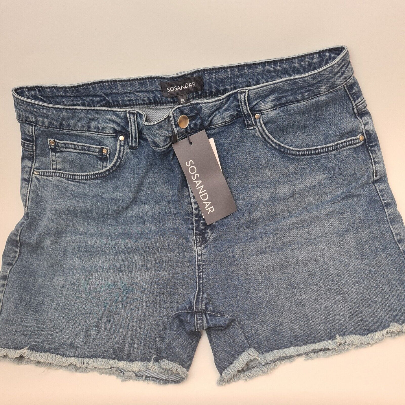 Sosandar Denim Shorts Indigo Size 16 BNWT Ref****V80