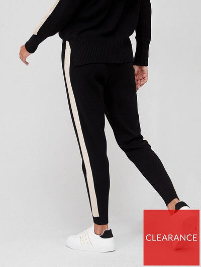 Black Knitted Colour Block Jogger Size 8 *** V526