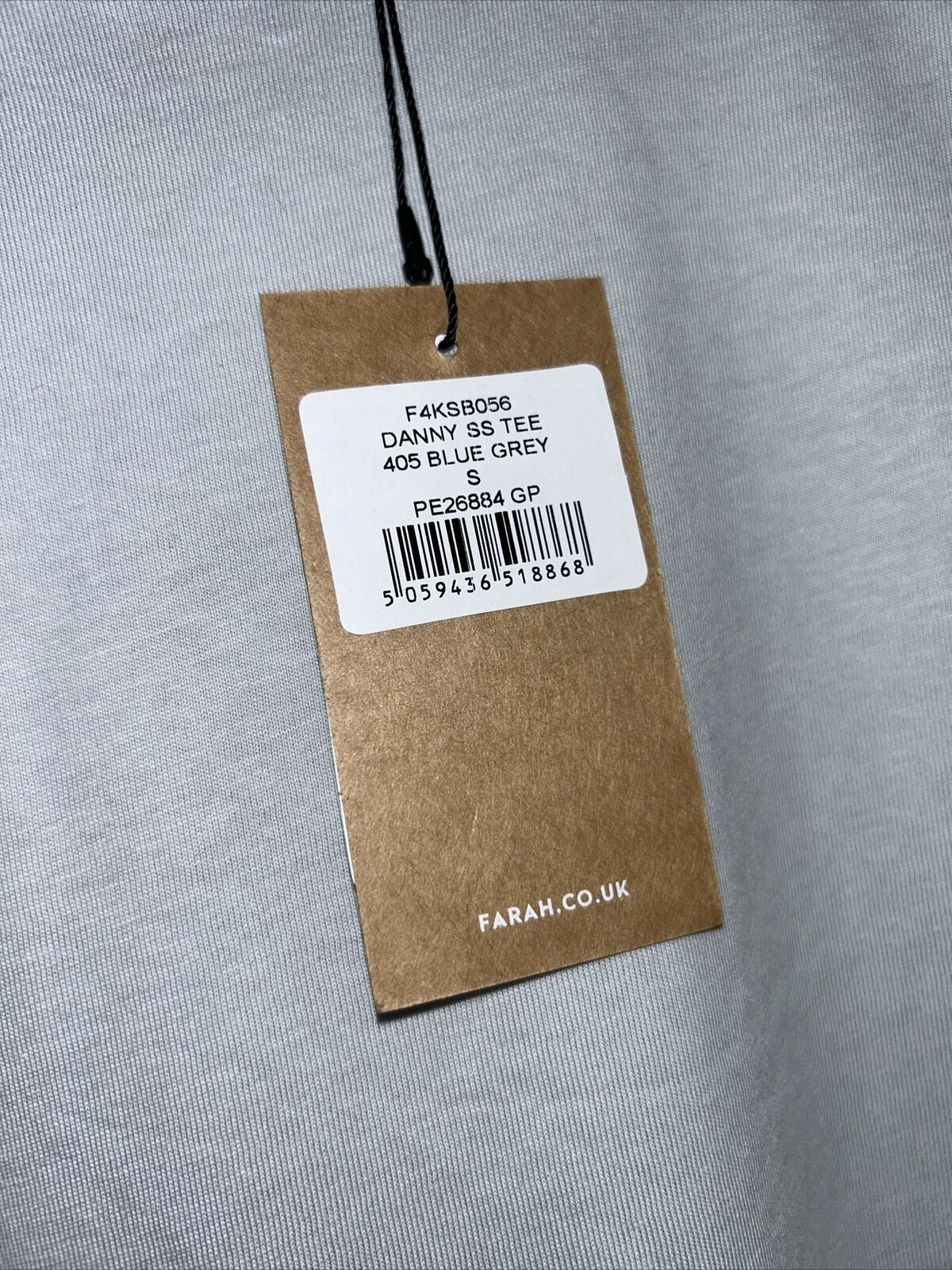 Farah Danny SS TEE 405 - Blue Grey. UK S **** Ref V98