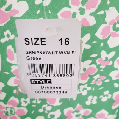 Quiz Green/pink Floral Dress Size 16****Ref V26