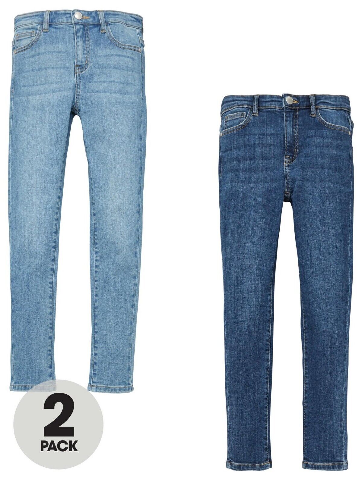 Girls 2 Pack Skinny Jeans - Blue. UK 12 Years **** Ref V523