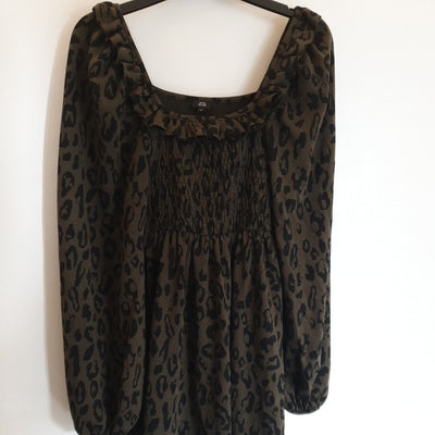 River Island Khaki Animal Print Dress Size 6 ****Ref V349