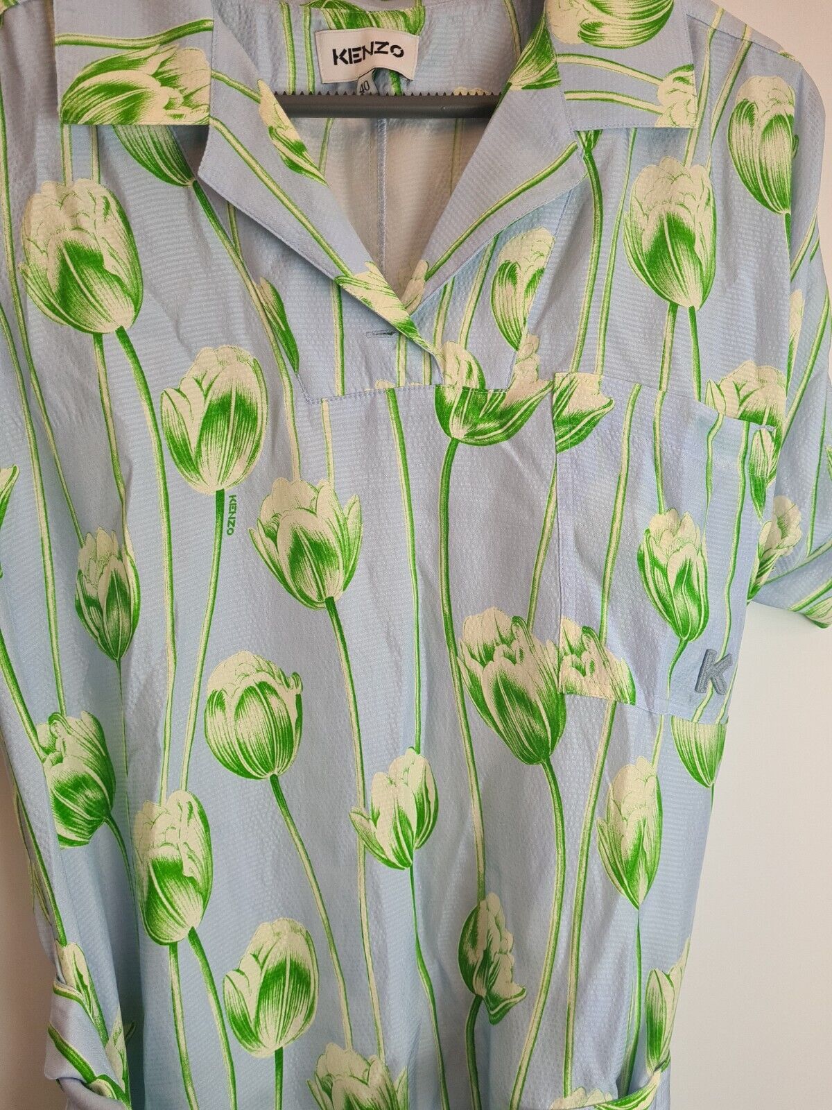 Kenzo Printed Shirting Waisted Dress Size 38/ UK S**** V149