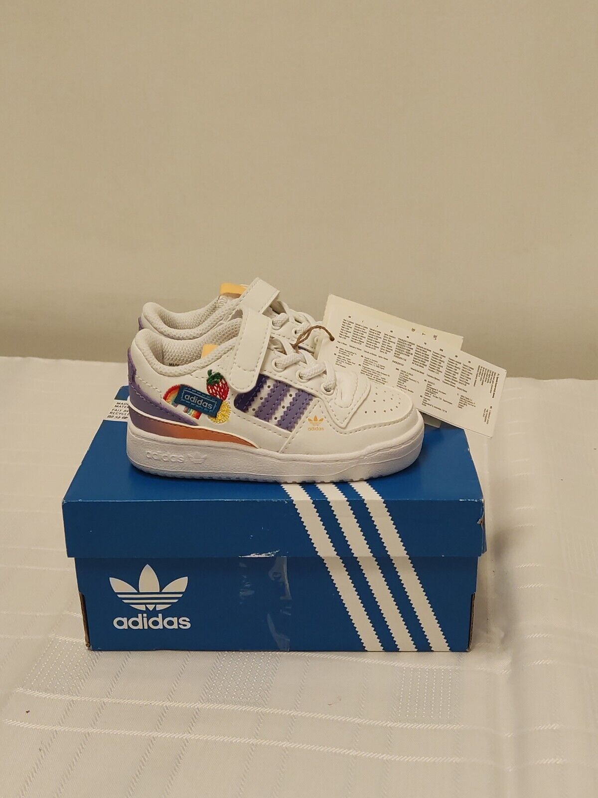 Adidas Infant Forum Low El White Trainers Size 4 **** Ref VS1