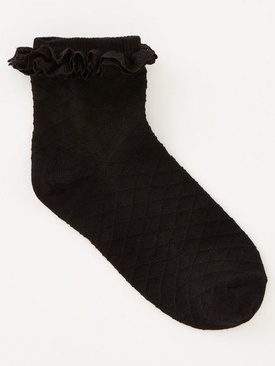 Girls 5 Pack Black Frill Socks Size 12.5/3.5 *** V225