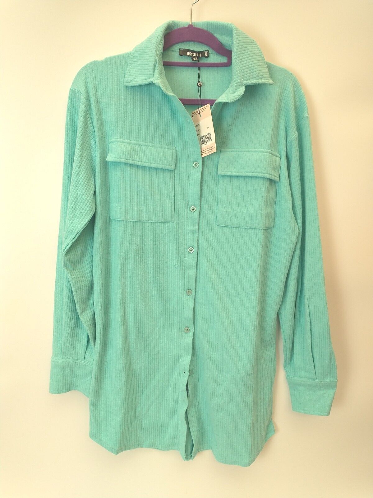 Missguided Oversized Mini Shirt Aqua. UK 10 **** Ref V334