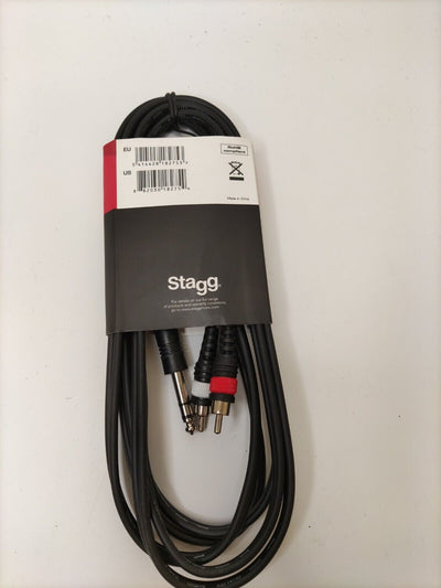 Stagg Y-Cable - 3m (10ft) Stereo 1/4" Jack Plug To 2  Lead. SYC3/PS2CM E. #Music