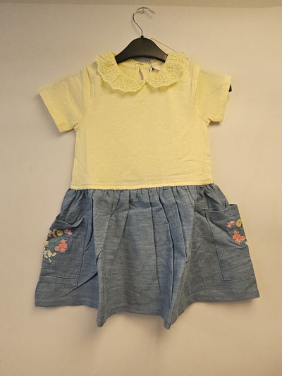 Girls Bodice Denim Dress with Embroidered Bee Size 2-3 Years ** V436