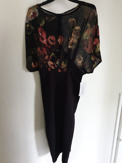 Silk Fred Autumn Batwing Floral Top Size 8