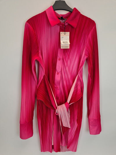 Missguided Tie Waist Shirt Dress Ombre Pink Size UK 10 **** V76