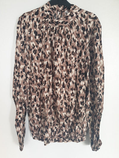 Womens Animal Printed Top Round Neck Long Sleeve Uk14****Ref V521