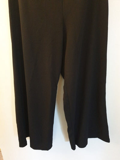 Womens Black Tie Waist Trousers Wide Fit- Black. Uk20