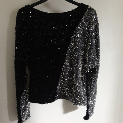 Michelle Keegan Sequin Jumper Black/silver UK 6 *** V418