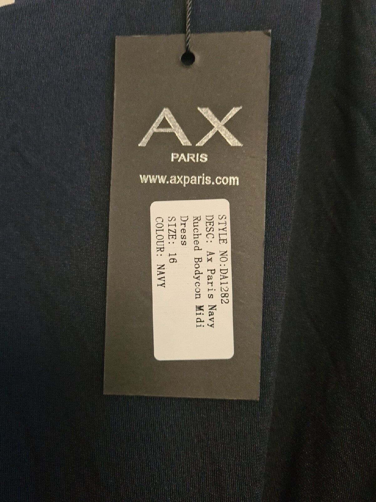 Ax Paris Navy Ruched Bodycon Midi Dress Size 16 BNWT Ref****V500