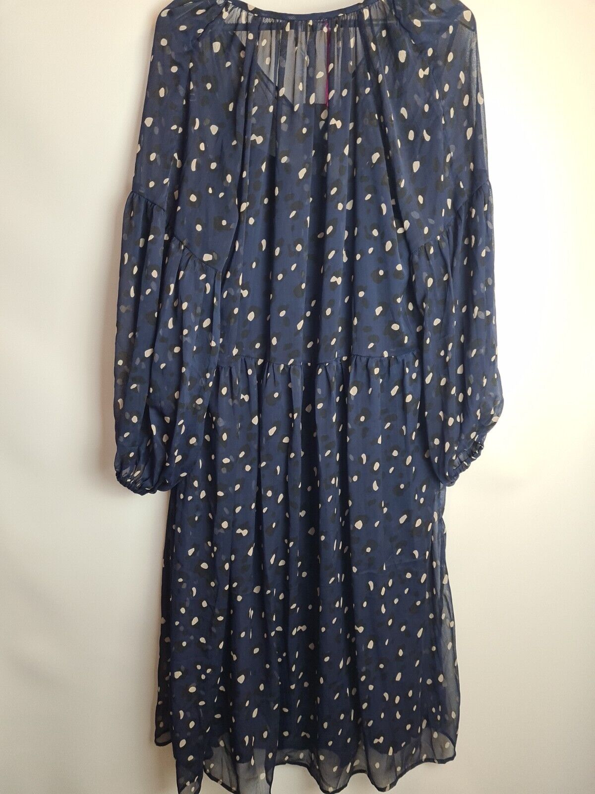 Womens Navy Blue Animal Spot Skater Mesh Dress. Size 16 **** V551