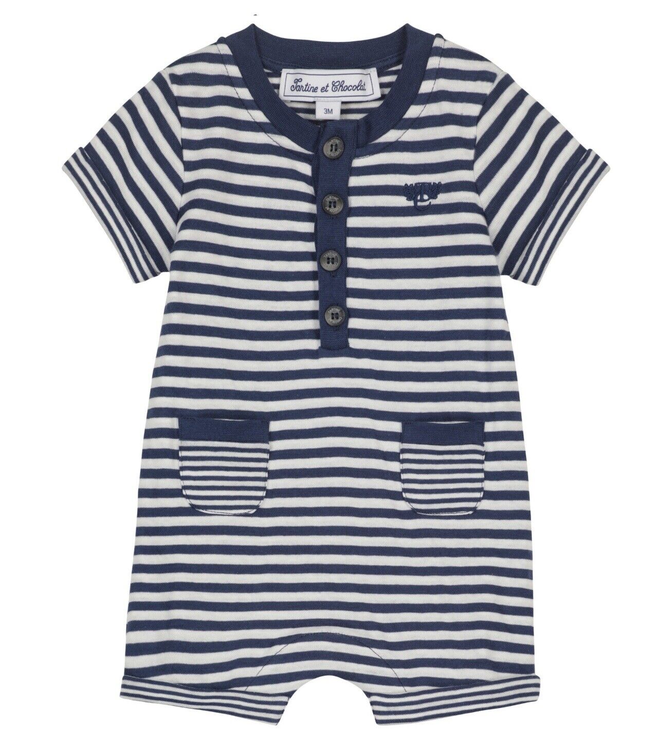 Tartine et Chocolat Baby Stripped Romper - White/Navy. UK 3 Months **** Ref V340