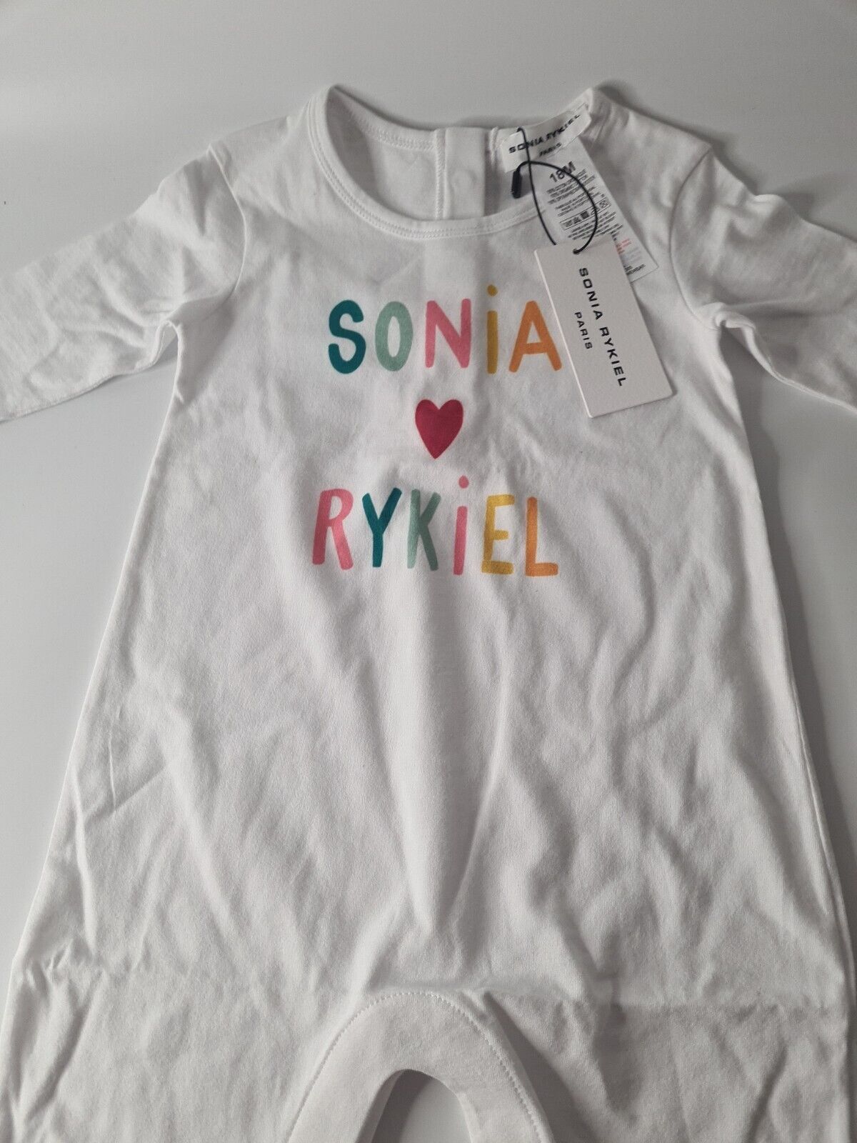 Sonia Rykiel White Marina Baby Grow Sleepsuit Size 6 Months