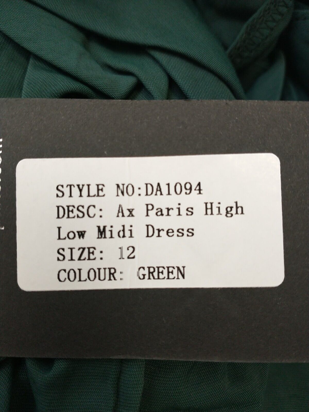 AX Paris Green High Low Midi Dress. Size UK 12 **** V39