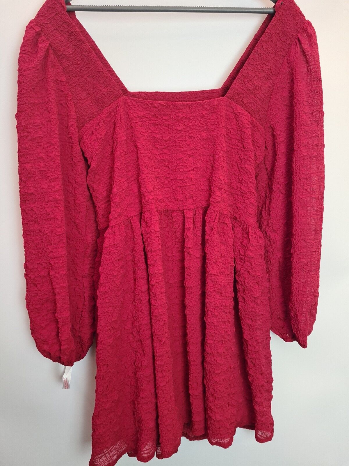 Missguided Square Neck Crinkle Red Smock Dress Size UK 8 **** V35