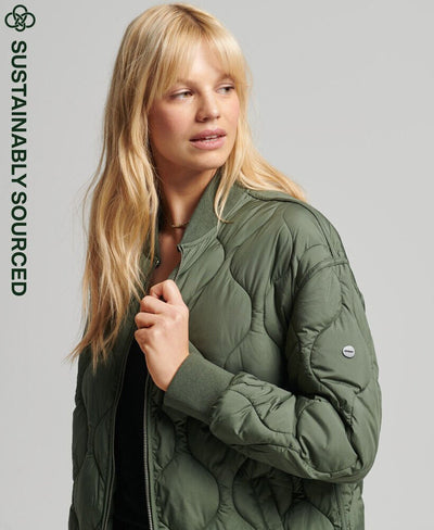 Superdry Studios Longline Quilted Green Coat Size 6 **** V33