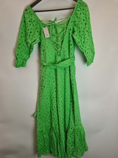 River Island Green Broderie Smock Dress Size 6 **** V26