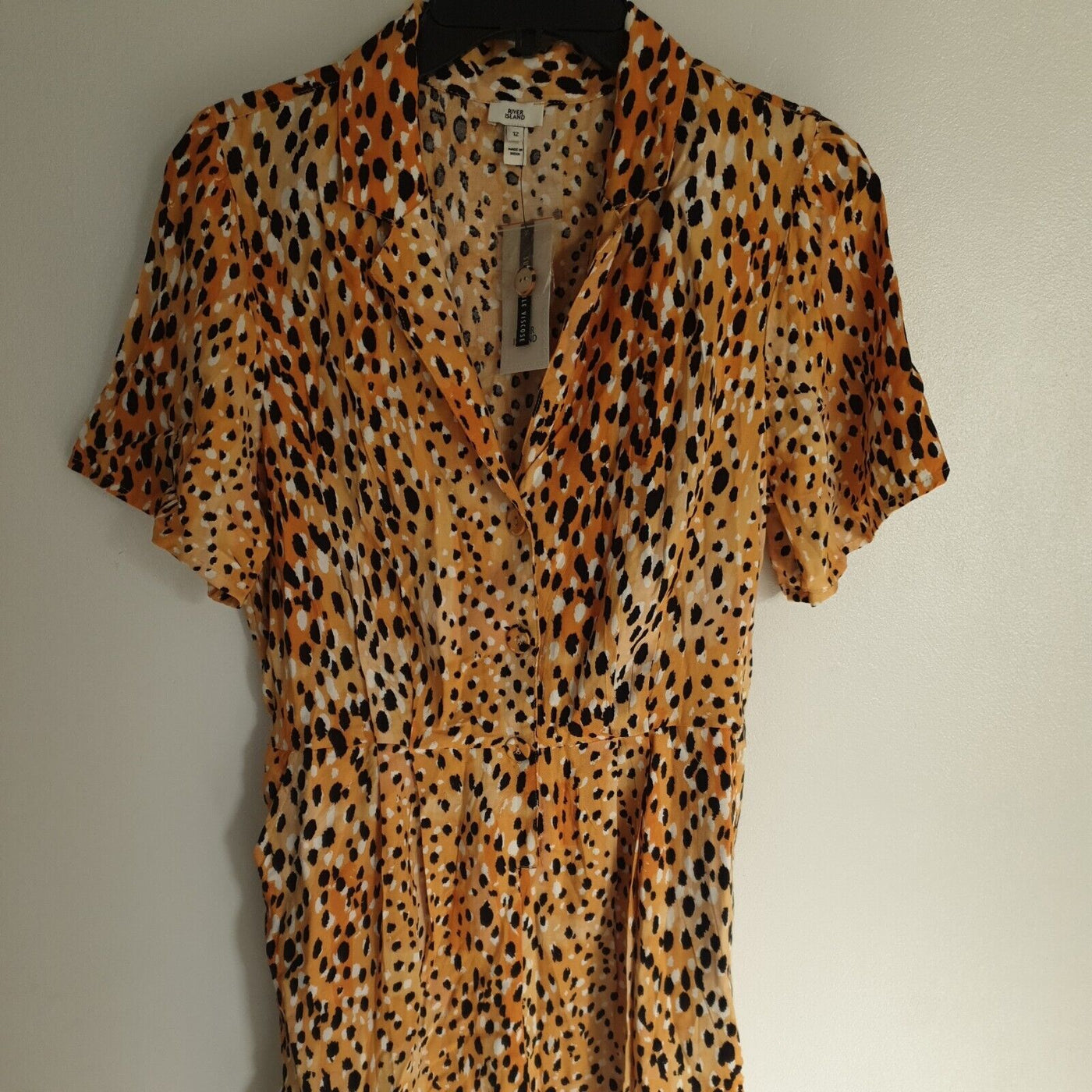 River Island Cali Tripper Animal Print Shirt playsuit UK 10 ****Ref V254