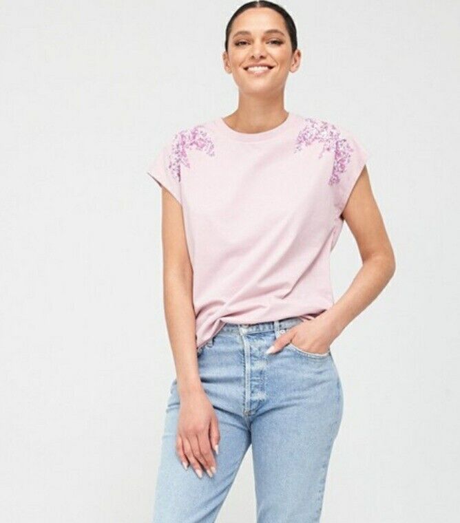 Embellished Tshirt Blush UK 14 ****Ref V456