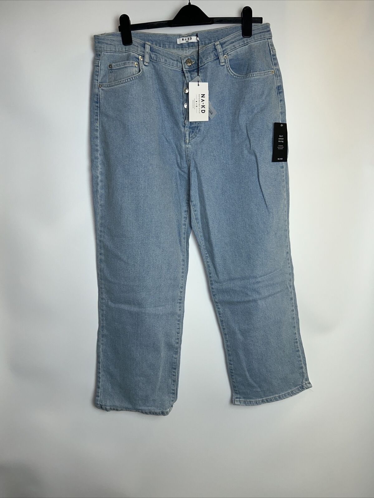 Na-Kd High Waisted Straight Light Wash Denim Jeans.  Size 12 **** V191