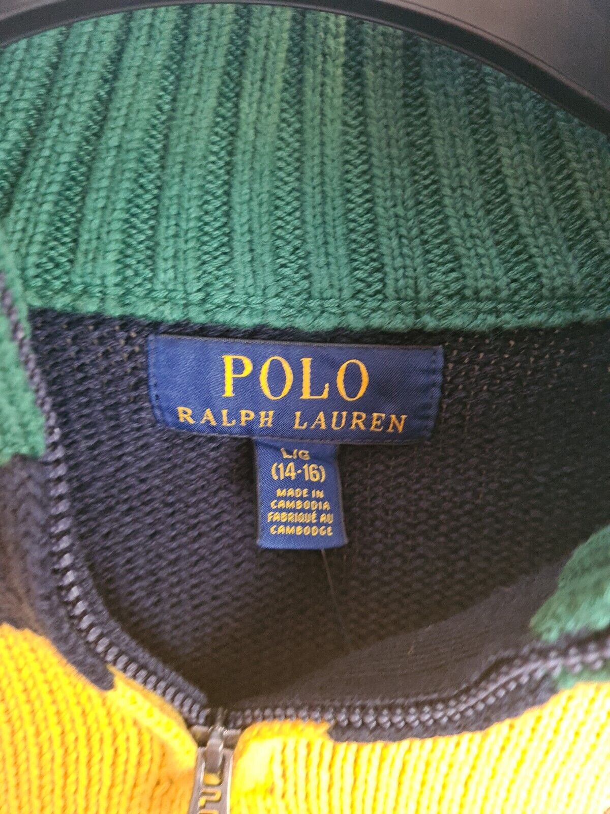 Ralph Lauren Boys Blue Colourblock Jumper Size 14-16 Years **** V297