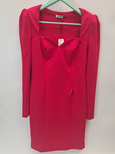 Chi Chi London Bodycon Party Dress. Long Sleeve. Red. Size UK 14 **** V32